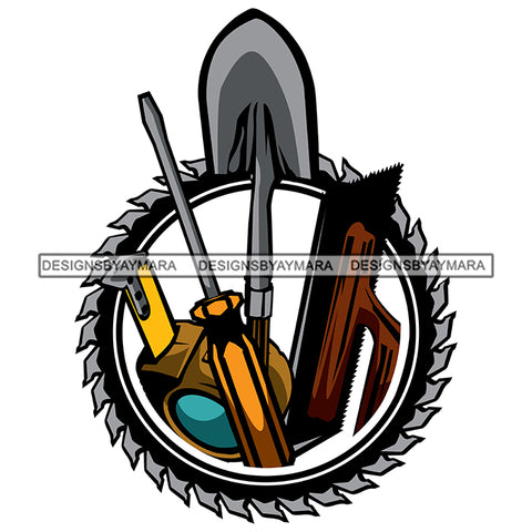 Handyman Tool Kit Set Symbol Design Vector Mechanic Toolbox Technician Shovel Screwdriver  B/W SVG Cutting Files For Silhouette and Cricut