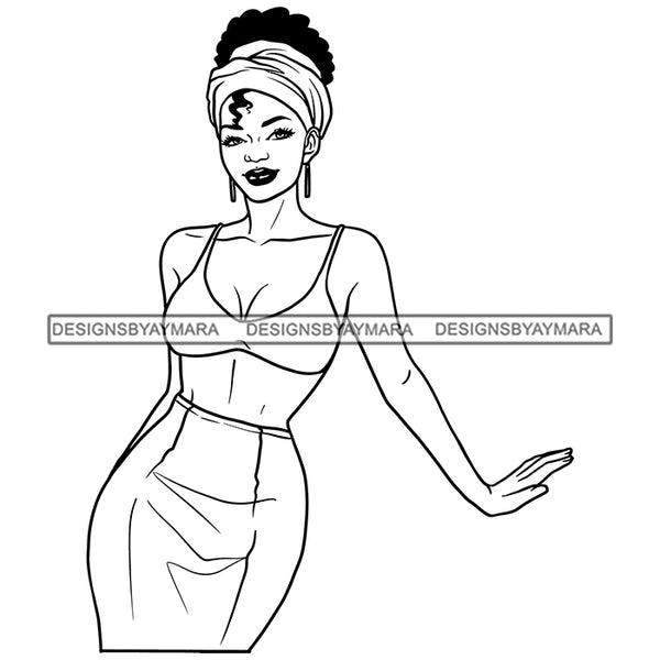 Beautiful Classy Afro Woman Turban Headwrap Sexy Melanin Morena Bella Afro Puff Kinky Hair Designs For T-Shirt and Other Products SVG PNG JPG Cutting Files For Silhouette Cricut and More!