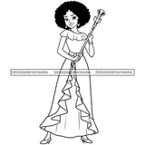 Black Princess Magic Wand Stick Afro Hair Cartoon Illustration Hero's Fantasy Animation Fairy Black Figure Designs For T-Shirt and Other Products SVG PNG JPG Cutting Files For Silhouette Cricut and More!