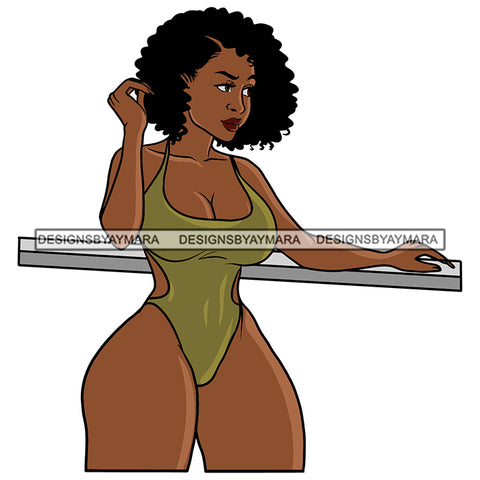 Sexy Curvy Afro Woman Ballerina Melanin Morena Bella Afro Puff Kinky Hair Designs For T-Shirt and Other Products SVG PNG JPG Cutting Files For Silhouette Cricut and More!