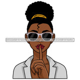 Afro Puff Kinky Hair Ponytails Hand In Mouth Quiet Woman Sunglasses Melanin Morena Bella Afro Designs For T-Shirt and Other Products SVG PNG JPG Cutting Files For Silhouette Cricut and More!