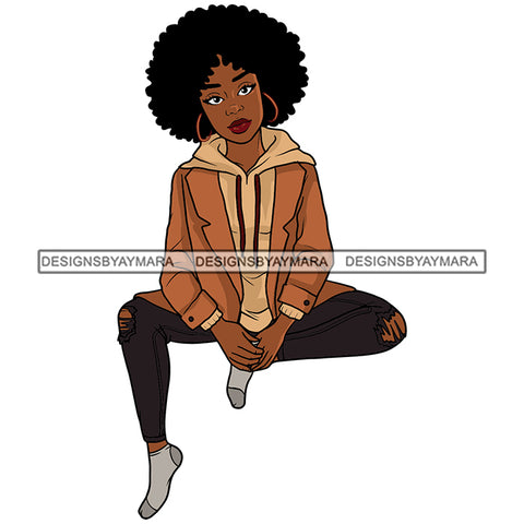 Afro Woman Tight Ripped Jeans Afro Puff Melanin Morena Bella Kinky Hair Designs For T-Shirt and Other Products SVG PNG JPG Cutting Files For Silhouette Cricut and More!
