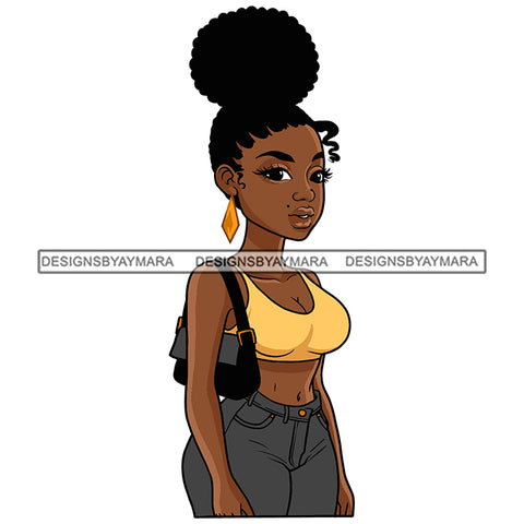 Cute Afro Girl Purse Woman Melanin Morena Bella Big Afro Puff Kinky Hair Designs For T-Shirt and Other Products SVG PNG JPG Cutting Files For Silhouette Cricut and More!