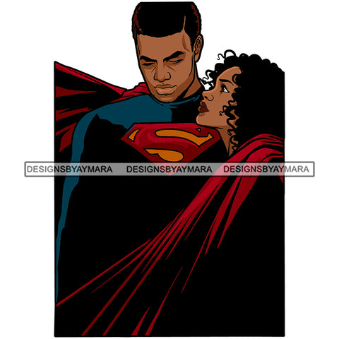 Black Super Hero Man Woman Superman Cartoon Illustration Hero's Fantasy Animation Fairy Black Figure Designs For T-Shirt and Other Products SVG PNG JPG Cutting Files For Silhouette Cricut and More!