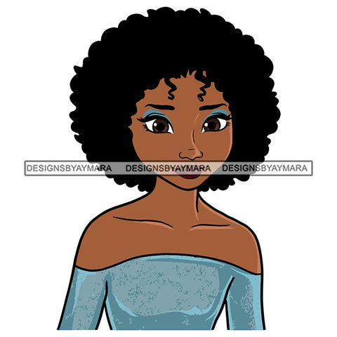 Black Princess Afro Kinky Hair Cartoon Illustration Hero's Fantasy Animation Fairy Black Figure Designs For T-Shirt and Other Products SVG PNG JPG Cutting Files For Silhouette Cricut and More!