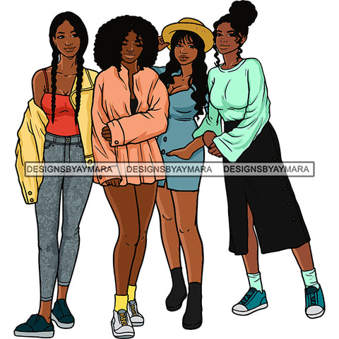 Afro Young Women Together Petite Black Sistas Sexy Nubian Melanin SVG JPG PNG Vector Clipart Cricut Silhouette Cut