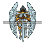 Black Woman Warrior Holding Sword Fairy Wings Melanin Girl Magic African American Lady SVG JPG PNG Vector Clipart Cricut Silhouette Cut Cutting