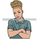 White Girl Wearing Blue Polo Shirt Folded Hands SVG JPG PNG Vector Clipart Cricut Silhouette Cut Cutting