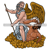 Angel Man Brown Fairy Wings Moustache Beard Killing Evil Devil Man With Spear SVG JPG PNG Vector Clipart Cricut Silhouette Cut Cutting