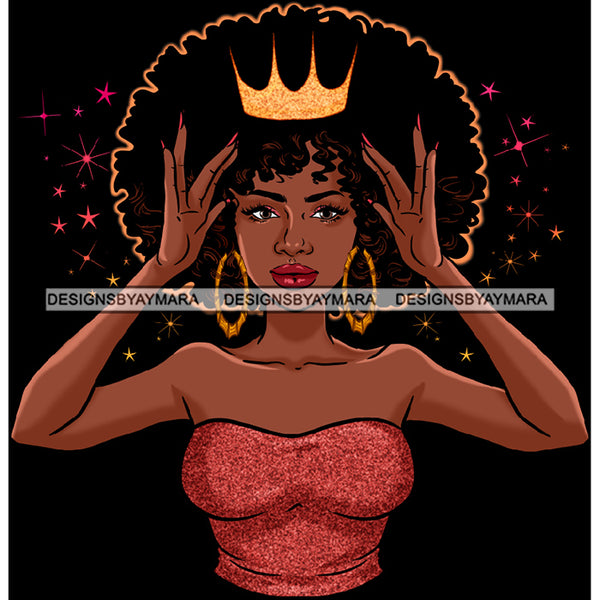 Bundle 5 Afro Queen Hands Holding Crown Power Royalty Proud African American Woman Black Girl Magic Melanin Nubian Ebony JPG PNG Clipart
