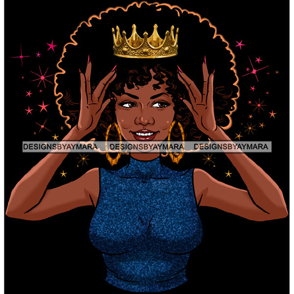 Bundle 5 Afro Queen Hands Holding Crown Power Royalty Proud African American Woman Black Girl Magic Melanin Nubian Ebony JPG PNG Clipart