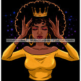 Bundle 5 Afro Queen Hands Holding Crown Power Royalty Proud African American Woman Black Girl Magic Melanin Nubian Ebony JPG PNG Clipart