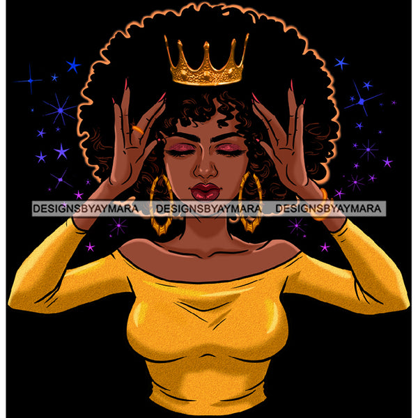 Bundle 5 Afro Queen Hands Holding Crown Power Royalty Proud African American Woman Black Girl Magic Melanin Nubian Ebony JPG PNG Clipart