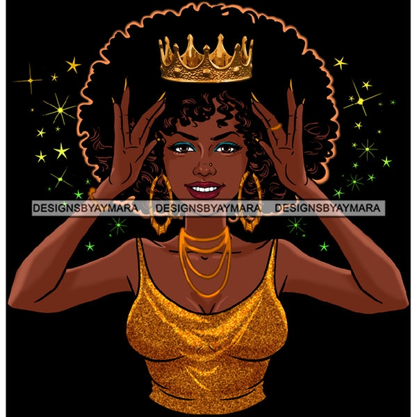 Bundle 5 Afro Queen Hands Holding Crown Power Royalty Proud African American Woman Black Girl Magic Melanin Nubian Ebony JPG PNG Clipart