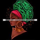 Bundle 5 Afro Woman Messy Bun Puff Brave Flawless Attitude Power Hair Quotes Black Girl Magic Melanin Popping Nubian Queen JPG PNG Clipart