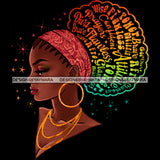 Bundle 5 Afro Woman Messy Bun Puff Brave Flawless Attitude Power Hair Quotes Black Girl Magic Melanin Popping Nubian Queen JPG PNG Clipart
