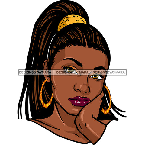 Beautiful Black Queen Thinking Pony Hair JPG PNG  Clipart Cricut Silhouette Cut Cutting