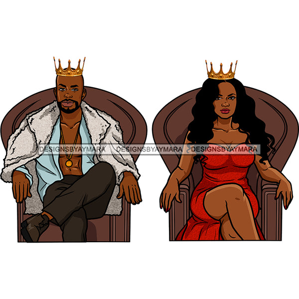 King And Queen Sitting On There Thrones JPG PNG  Clipart Cricut Silhouette Cut Cutting