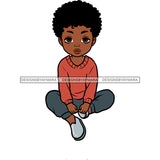 Cute Little Black Boy Big Eyes Afro JPG PNG  Clipart Cricut Silhouette Cut Cutting
