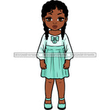 Cute Little Black Girl In Dress With Braids Plaits JPG PNG  Clipart Cricut Silhouette Cut Cutting