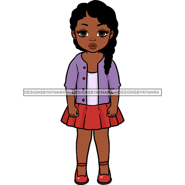 Cute Little Black Girl In Purple Sweater JPG PNG  Clipart Cricut Silhouette Cut Cutting