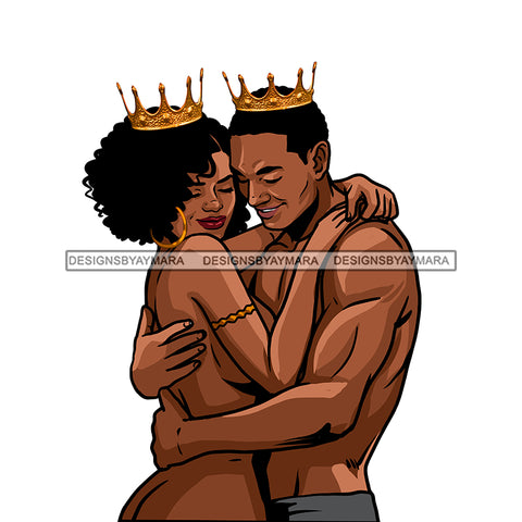 King And Queen Nude Holding Wearing Crowns   JPG PNG  Clipart Cricut Silhouette Cut Cutting