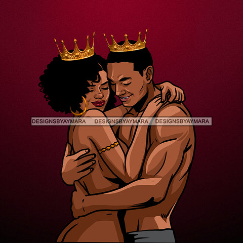 King And Queen Nude Holding Wearing Crowns  JPG PNG  Clipart Cricut Silhouette Cut Cutting