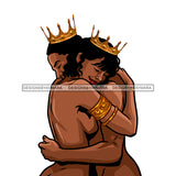 King And Queen Nude Hugging Wearing Crowns  JPG PNG  Clipart Cricut Silhouette Cut Cutting