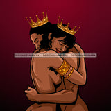 King And Queen Nude Hugging Wearing Crowns  JPG PNG  Clipart Cricut Silhouette Cut Cutting