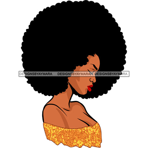 Black Queen In Gold With Big Afro  JPG PNG  Clipart Cricut Silhouette Cut Cutting