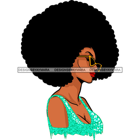 Black Queen In Green Glitter With Big Afro  JPG PNG  Clipart Cricut Silhouette Cut Cutting
