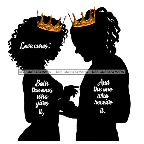 King And Queen Silhouettes Love Cures JPG PNG  Clipart Cricut Silhouette Cut Cutting