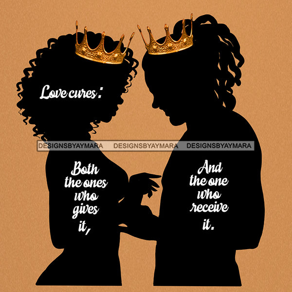 King And Queen Silhouettes Love Cures JPG PNG  Clipart Cricut Silhouette Cut Cutting