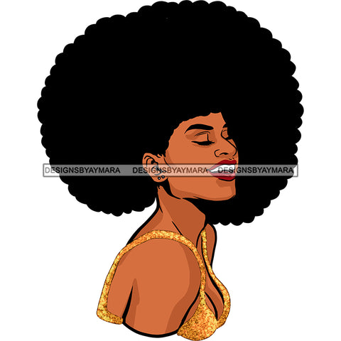 Black Queen In  Gold Glitter With Big Afro  JPG PNG  Clipart Cricut Silhouette Cut Cutting