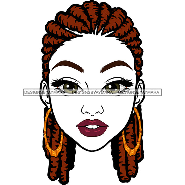 Black Woman Head Only Head Dreads Locs Big Brown Eyes Gold Hoops Transparent  Clipart Graphic  Skillz JPG PNG  Clipart Cricut Silhouette Cut Cutting