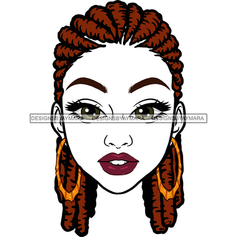 Black Woman Head Only Head Dreads Locs Big Brown Eyes Gold Hoops Transparent  Clipart Graphic  Skillz JPG PNG  Clipart Cricut Silhouette Cut Cutting