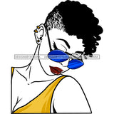 Black Woman Short Hair Cut Blue Sunglasses Red Lips Yellow Mustard Tank Top Bent Head Clipart Graphic  Skillz JPG PNG  Clipart Cricut Silhouette Cut Cutting