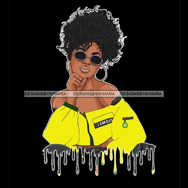 Beautiful Sassy Black Queen In Yellow Dripping JPG PNG  Clipart Cricut Silhouette Cut Cutting