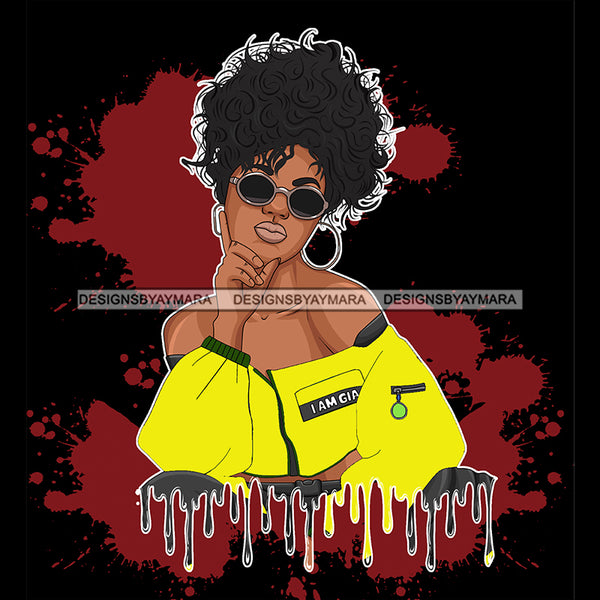 Beautiful Sassy Black Queen In Yellow Dripping JPG PNG  Clipart Cricut Silhouette Cut Cutting