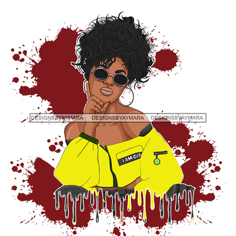 Beautiful Sassy Black Queen In Yellow Dripping JPG PNG  Clipart Cricut Silhouette Cut Cutting