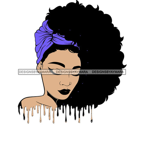 Beautiful  Black Queen In Purple Headwrap Dripping JPG PNG  Clipart Cricut Silhouette Cut Cutting