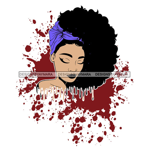 Beautiful Black Queen In Purple Headwrap Dripping JPG PNG  Clipart Cricut Silhouette Cut Cutting