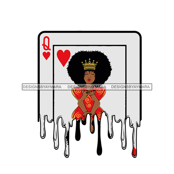 Queen Of Queens Playing Cards Dripping JPG PNG  Clipart Cricut Silhouette Cut Cutting