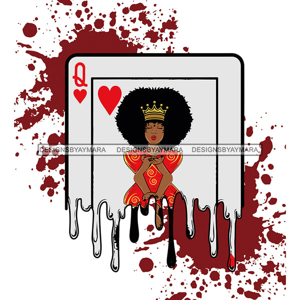 Queen Of Queens Playing Cards Dripping JPG PNG  Clipart Cricut Silhouette Cut Cutting
