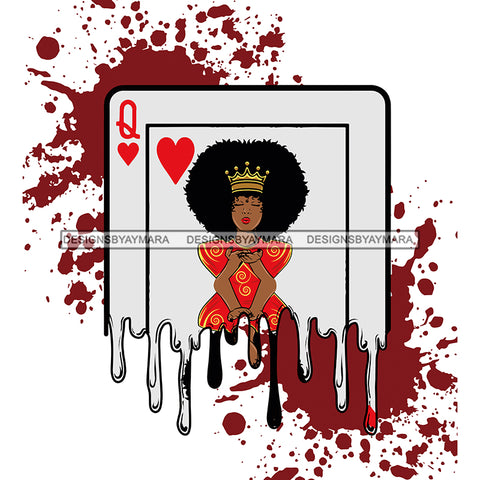 Queen Of Queens Playing Cards Dripping JPG PNG  Clipart Cricut Silhouette Cut Cutting