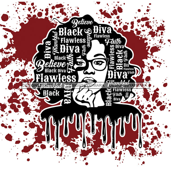 Black Diva Flawless Dripping JPG PNG  Clipart Cricut Silhouette Cut Cutting