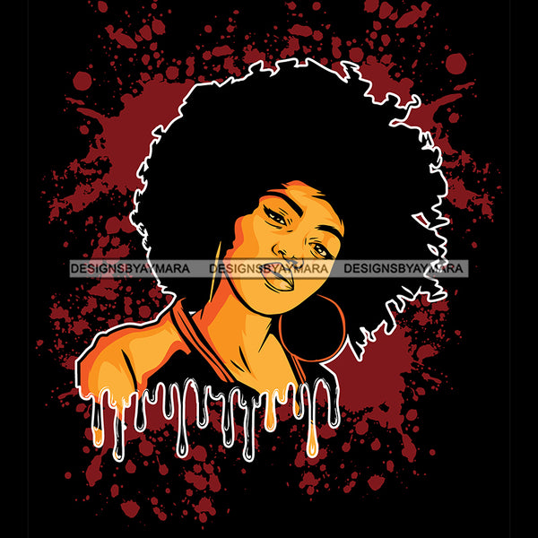 Black Queen With Natural Hair Dripping JPG PNG  Clipart Cricut Silhouette Cut Cutting