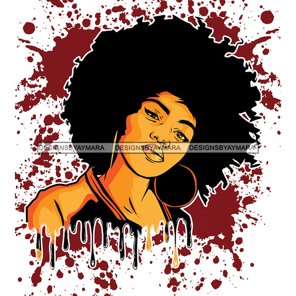 Black Queen With Natural Hair Splash Dripping JPG PNG  Clipart Cricut Silhouette Cut Cutting