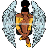 Angel Wings Black Queen With Wings In Yellow  JPG PNG  Clipart Cricut Silhouette Cut Cutting