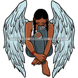 Angel Wings Black Queen With Wings In Jeans  JPG PNG  Clipart Cricut Silhouette Cut Cutting